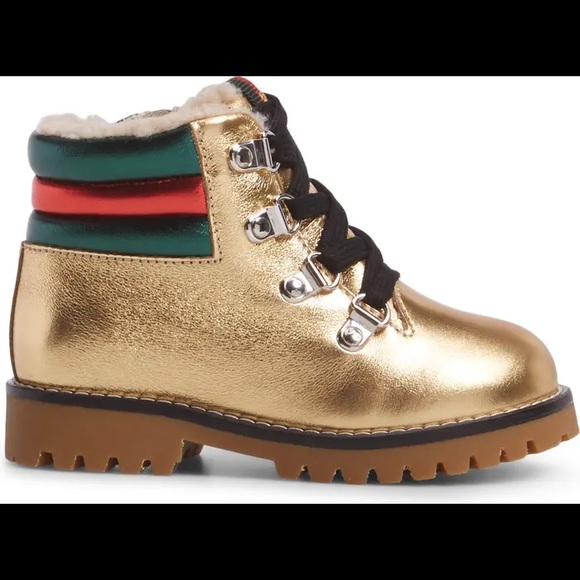 🔥GUCCI🔥 Kids Jonathan Faux Fur Metallic Boot - Picture 10 of 11